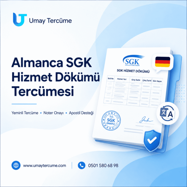 Almanca SGK Hizmet Dökümü Tercümesi